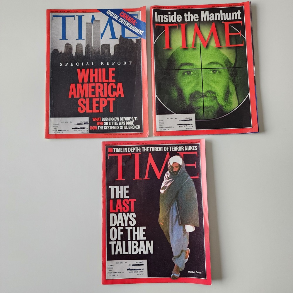 Time Magazine 9/11 War on Terror Bin Laden‎ Twin Towers Taliban History Lot of 3